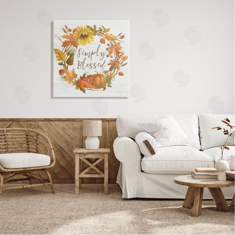 Silvia Vassileva Simply Blessed Autumn Wreath Canvas Wall Art in Room