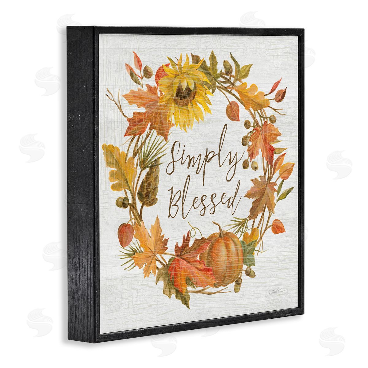Silvia Vassileva Simply Blessed Autumn Wreath Black Framed Glicee Wall Art Print