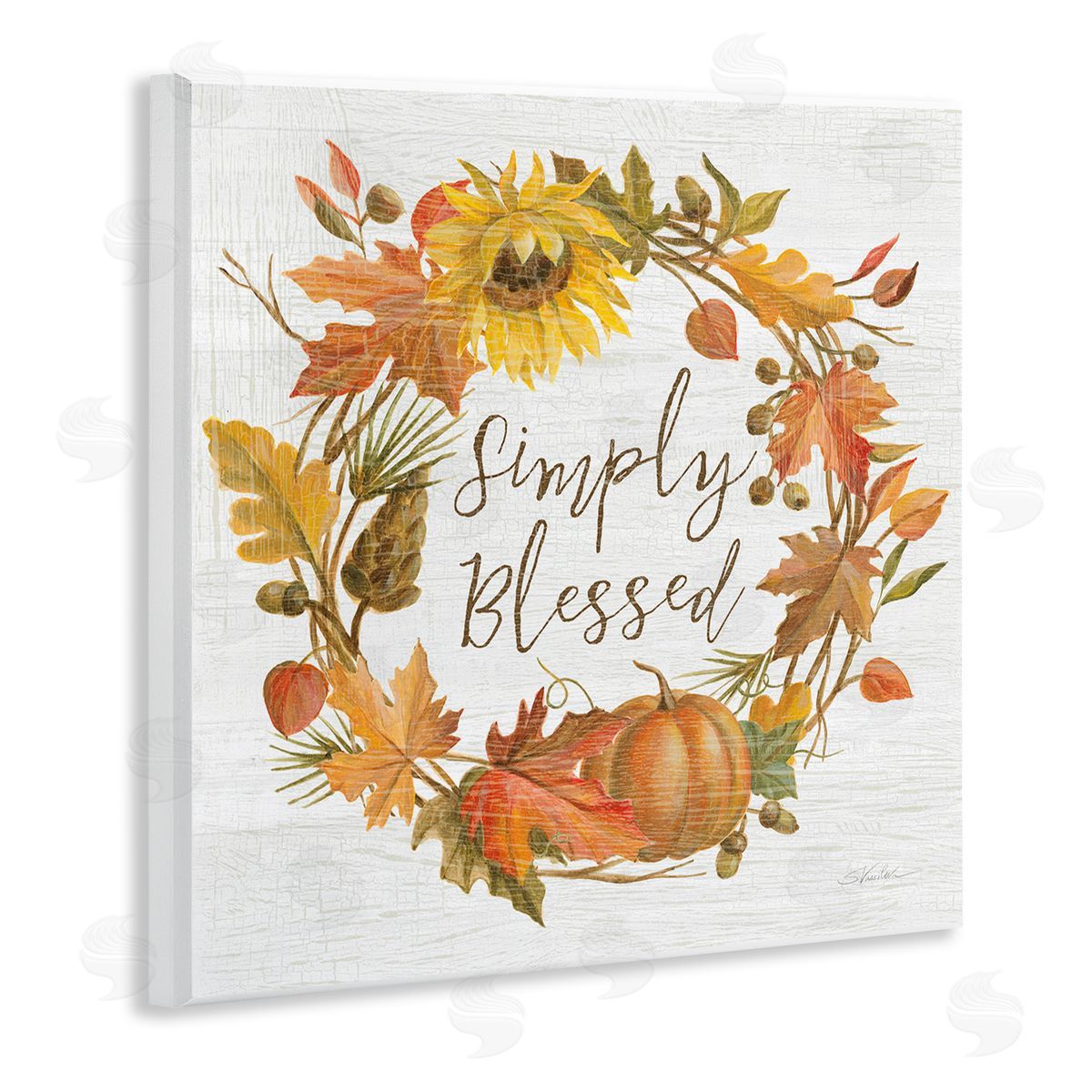 Silvia Vassileva Simply Blessed Autumn Wreath Wooden Wall Plaque Art Print
