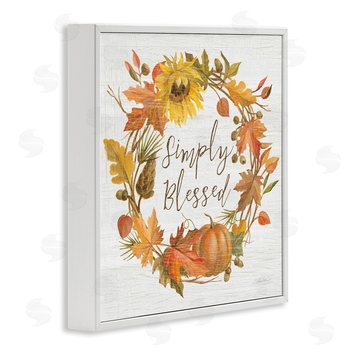 Silvia Vassileva Simply Blessed Autumn Wreath White Framed Glicee Wall Art Print