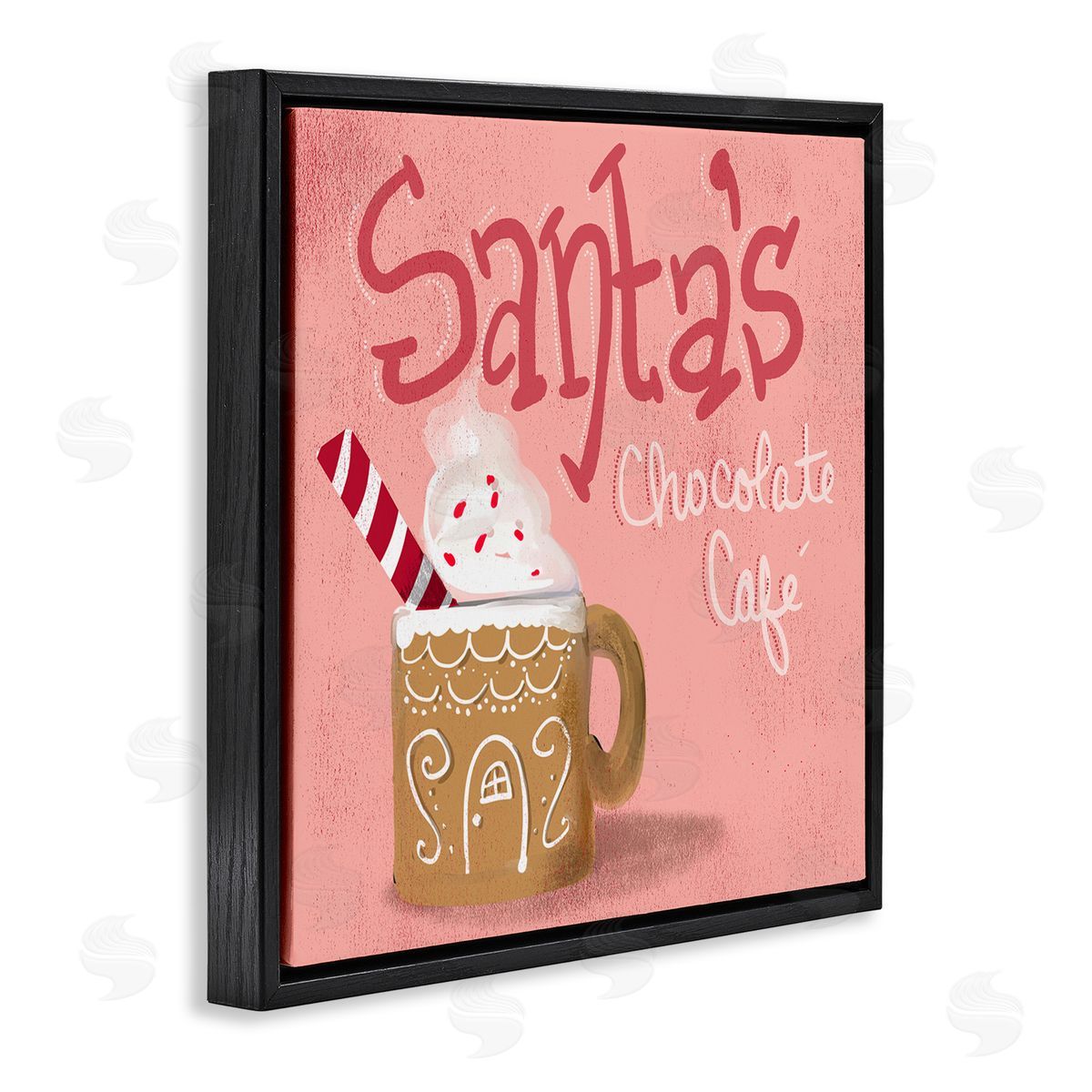 The Saturday Evening Post Santa's Chocolate Cafe Sign Black Floating Frame Canvas Wall Art Print
