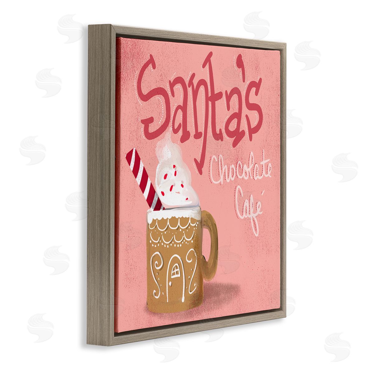 The Saturday Evening Post Santa's Chocolate Cafe Sign Brown Floating Frame Canvas Wall Art Print