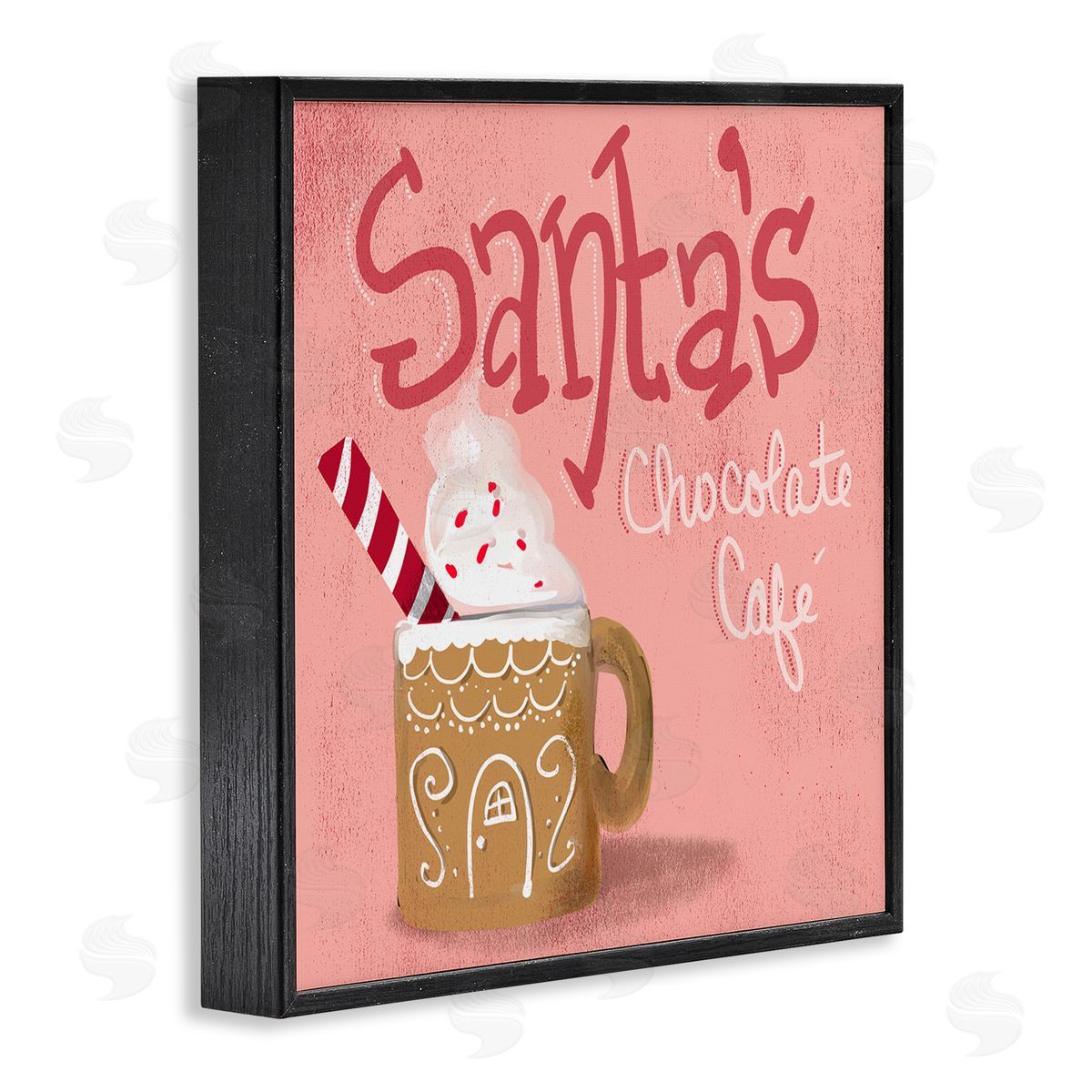The Saturday Evening Post Santa's Chocolate Cafe Sign Black Framed Glicee Wall Art Print