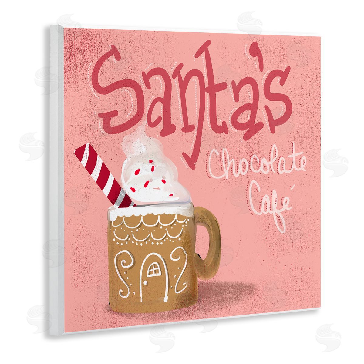 The Saturday Evening Post Santa's Chocolate Cafe Sign Wooden Wall Plaque Art Print
