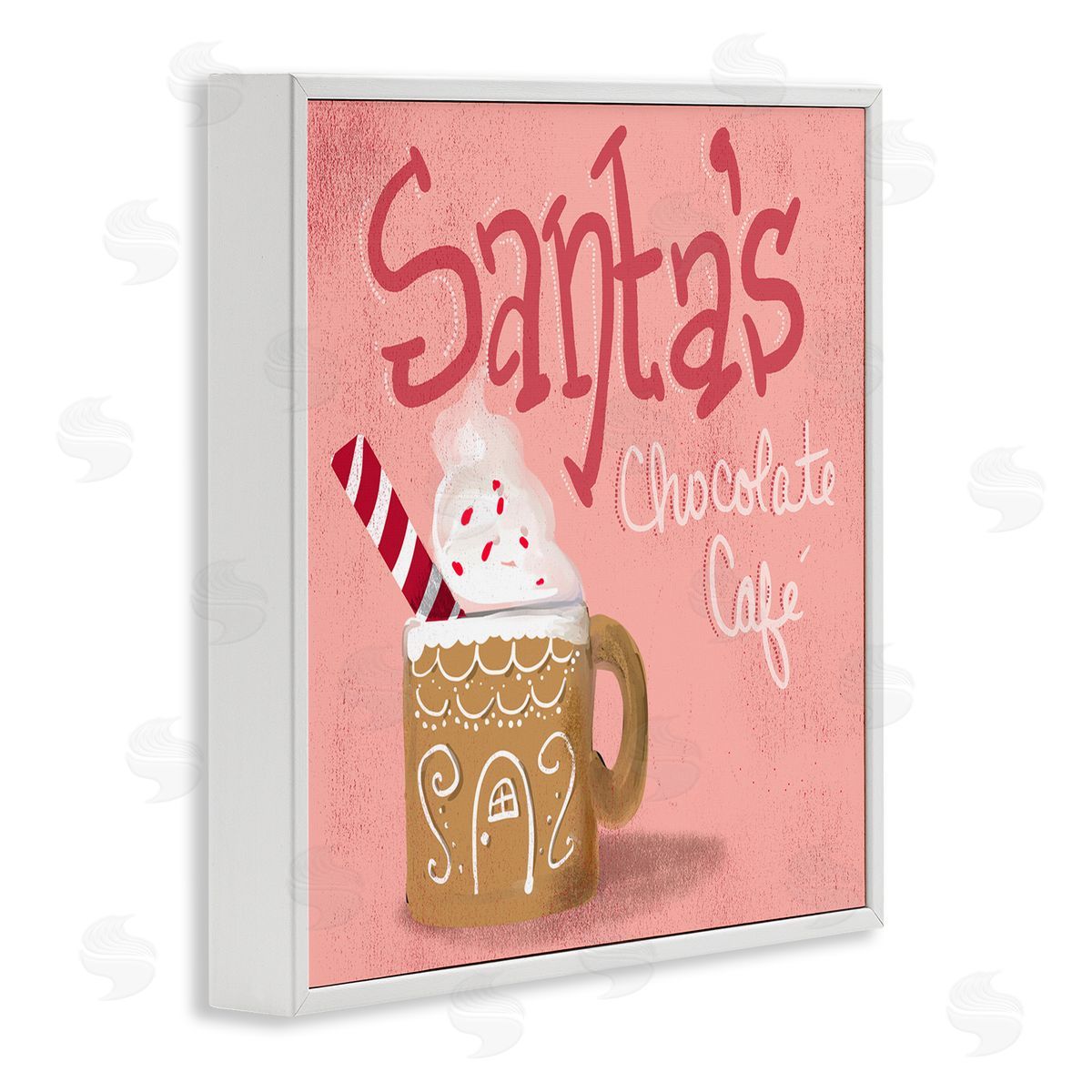 The Saturday Evening Post Santa's Chocolate Cafe Sign White Framed Glicee Wall Art Print