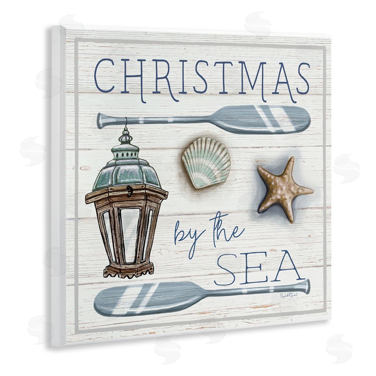 Elizabeth Tyndall Christmas By The Sea Phrase Wooden Wall Plaque Art Print