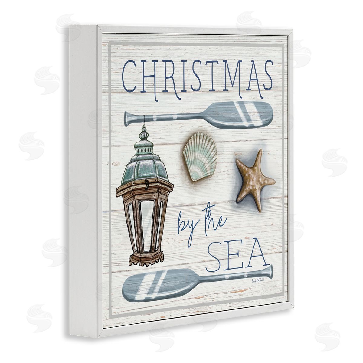 Elizabeth Tyndall Christmas By The Sea Phrase White Framed Glicee Wall Art Print