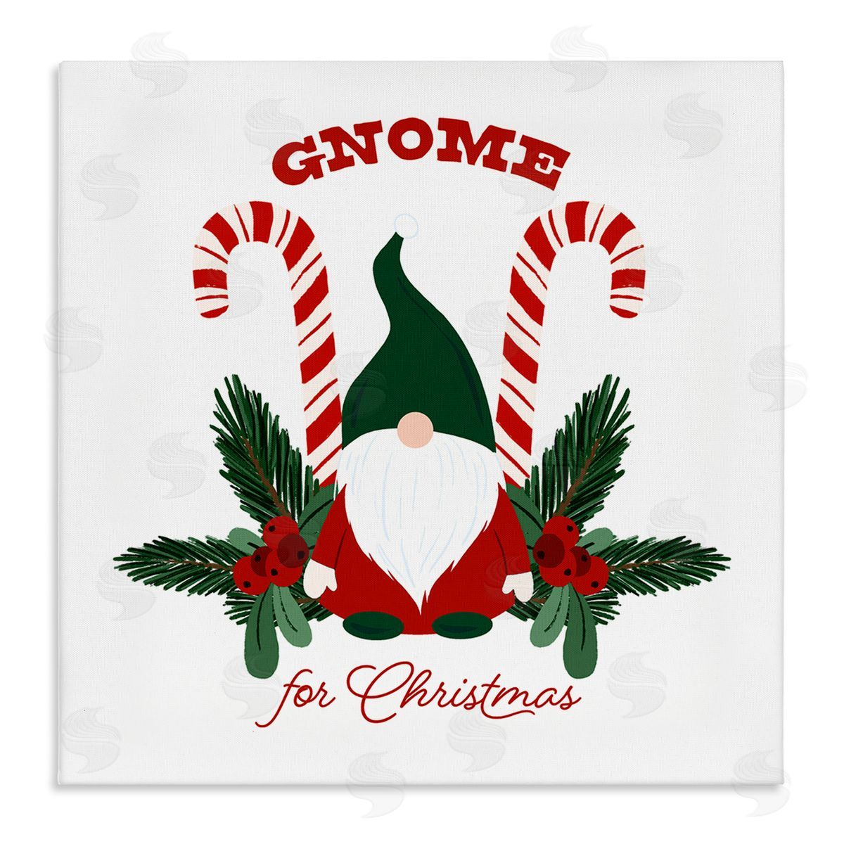 The Saturday Evening Post Gnome For Christmas Candy Canes Stretched Canvas Wall Art Print