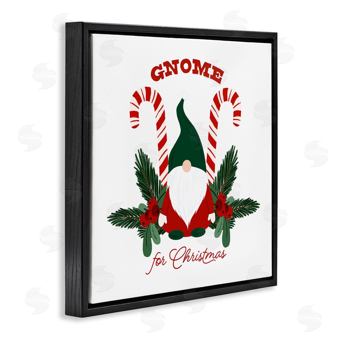 The Saturday Evening Post Gnome For Christmas Candy Canes Black Floating Frame Canvas Wall Art Print