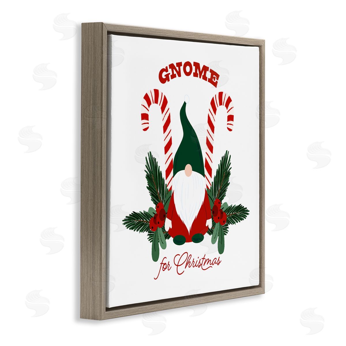 The Saturday Evening Post Gnome For Christmas Candy Canes Brown Floating Frame Canvas Wall Art Print