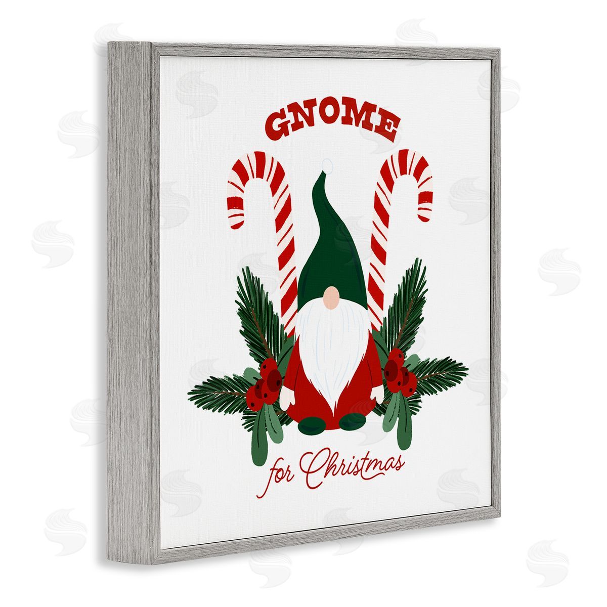 The Saturday Evening Post Gnome For Christmas Candy Canes Gray Framed Glicee Wall Art Print