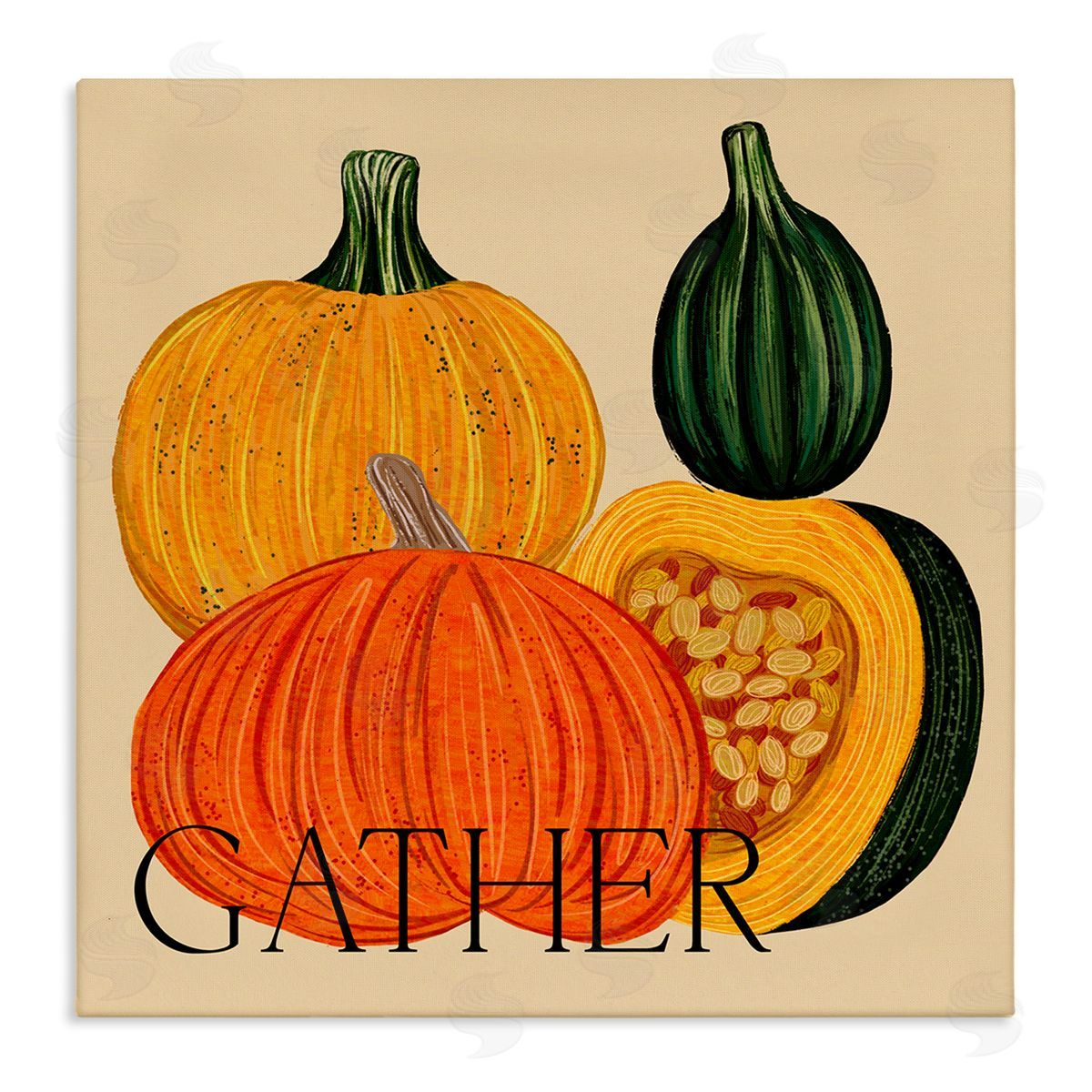 Ziwei Li Gather Autumn Harvest Gourds Stretched Canvas Wall Art Print
