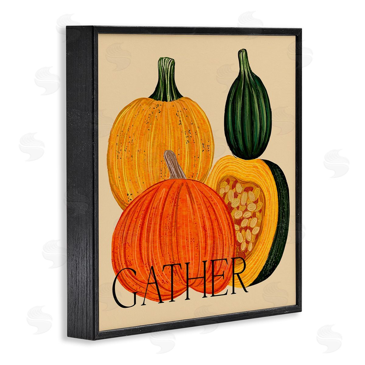 Ziwei Li Gather Autumn Harvest Gourds Black Framed Glicee Wall Art Print