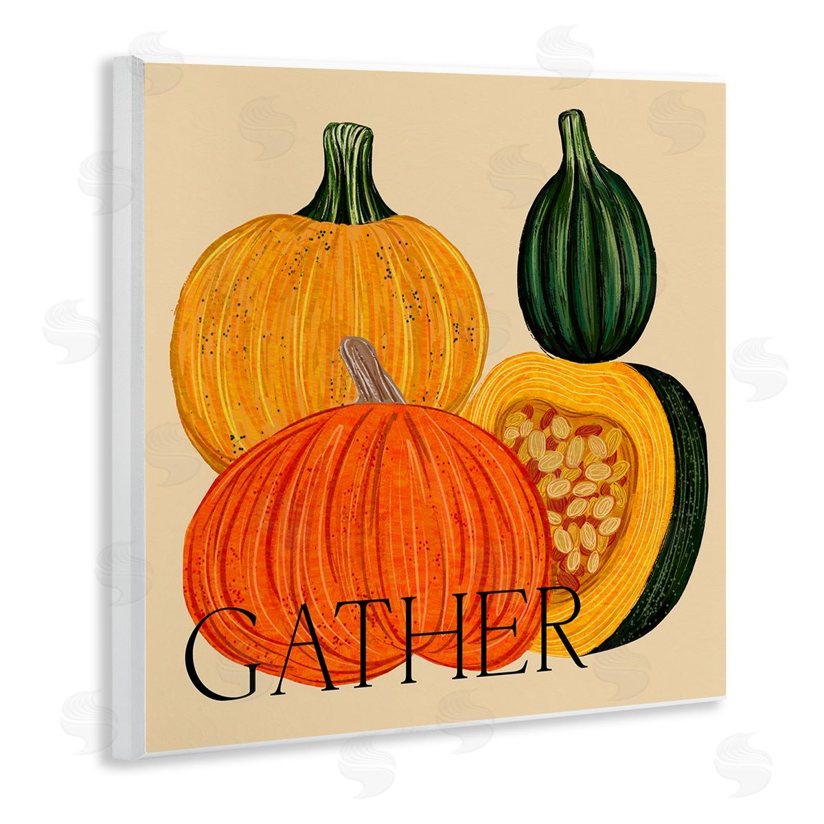 Ziwei Li Gather Autumn Harvest Gourds Wooden Wall Plaque Art Print