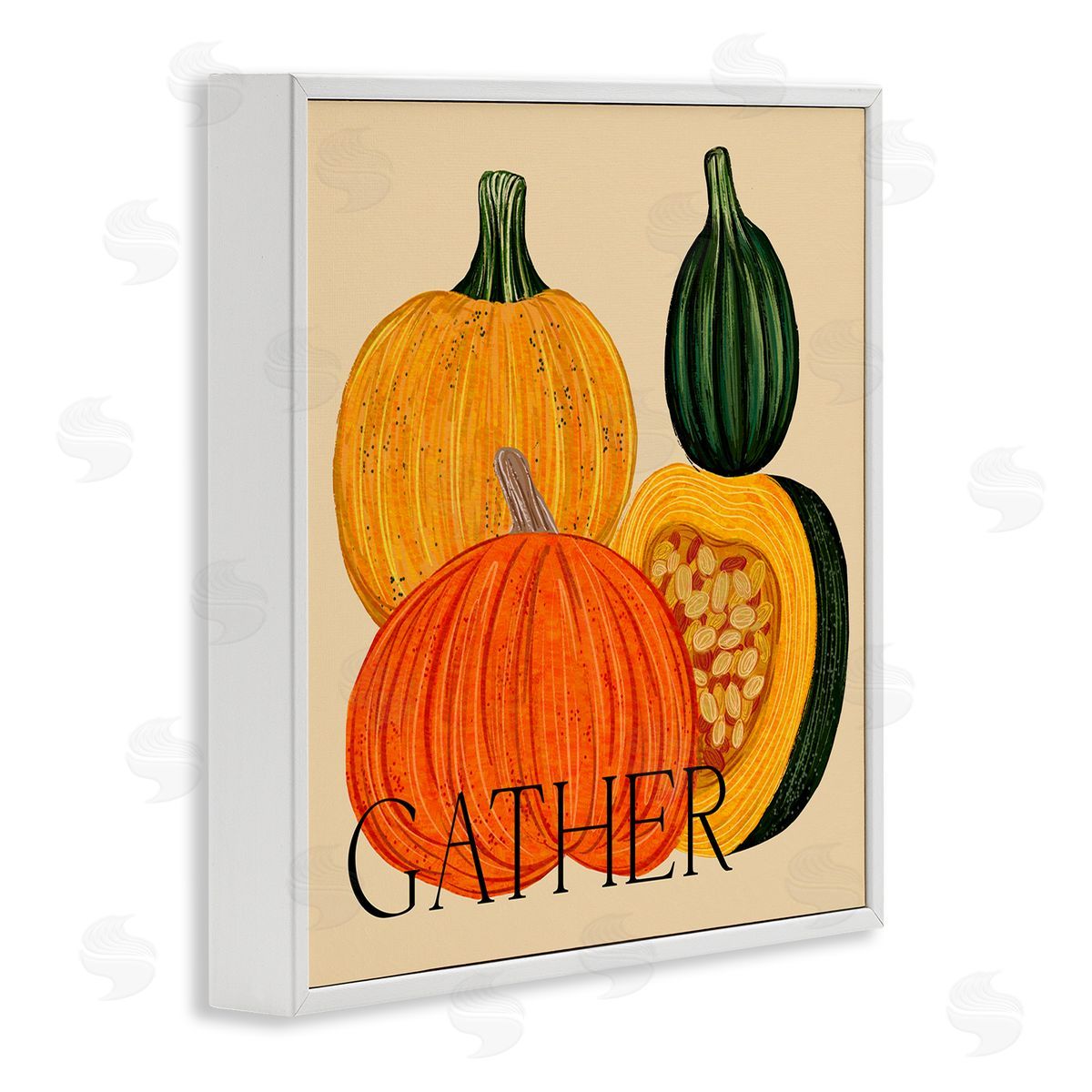 Ziwei Li Gather Autumn Harvest Gourds White Framed Glicee Wall Art Print