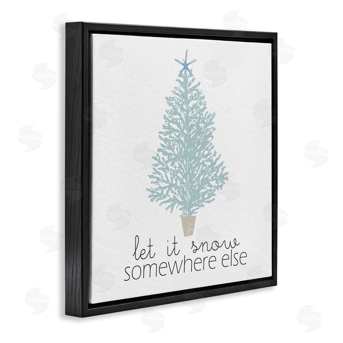 Kim Allen Snow Somewhere Else Holiday Tree Black Floating Frame Canvas Wall Art Print