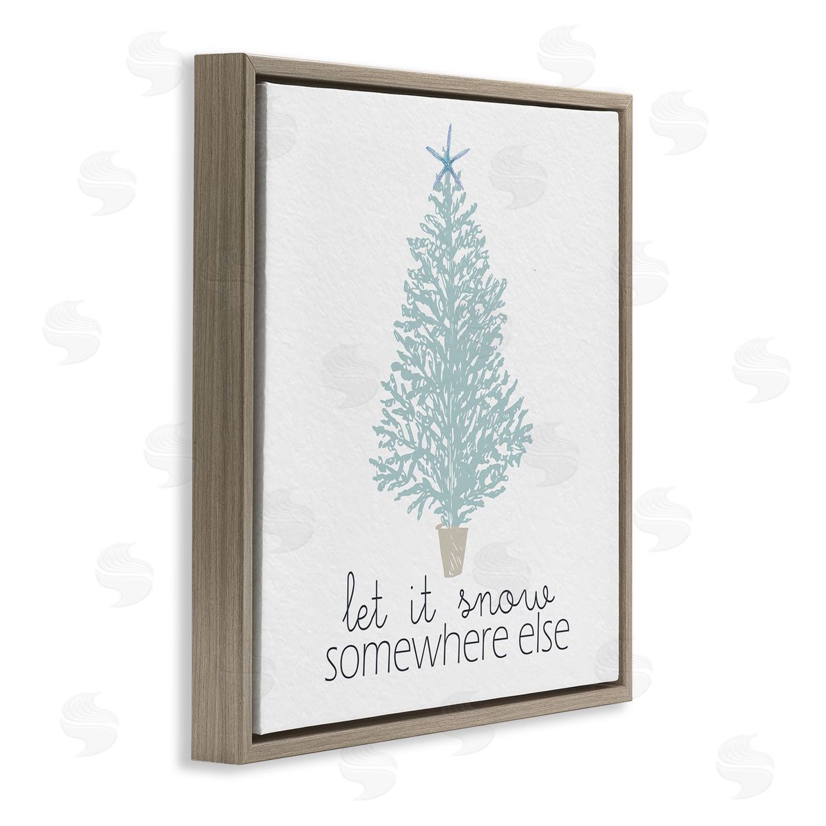 Kim Allen Snow Somewhere Else Holiday Tree Brown Floating Frame Canvas Wall Art Print