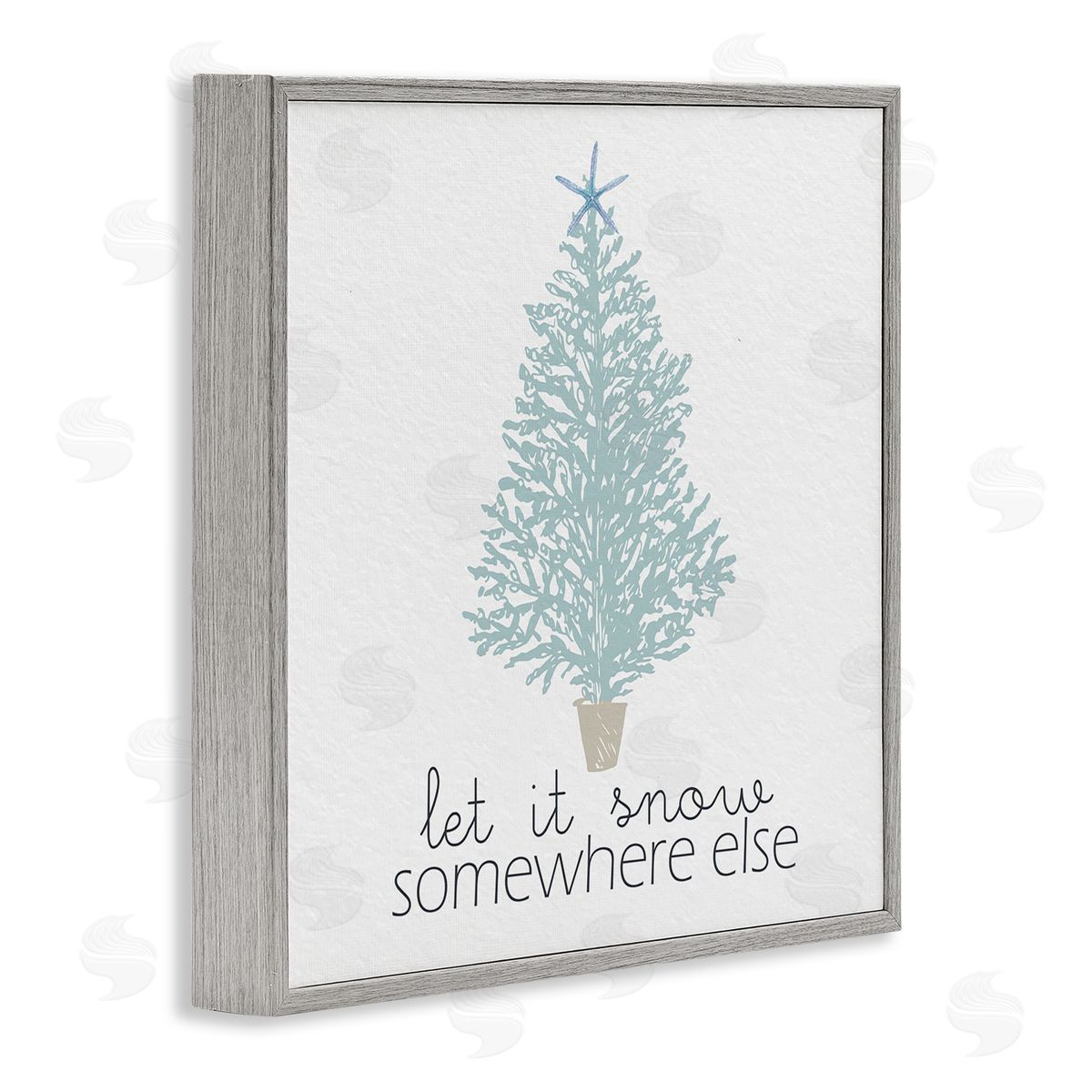 Kim Allen Snow Somewhere Else Holiday Tree Gray Framed Glicee Wall Art Print
