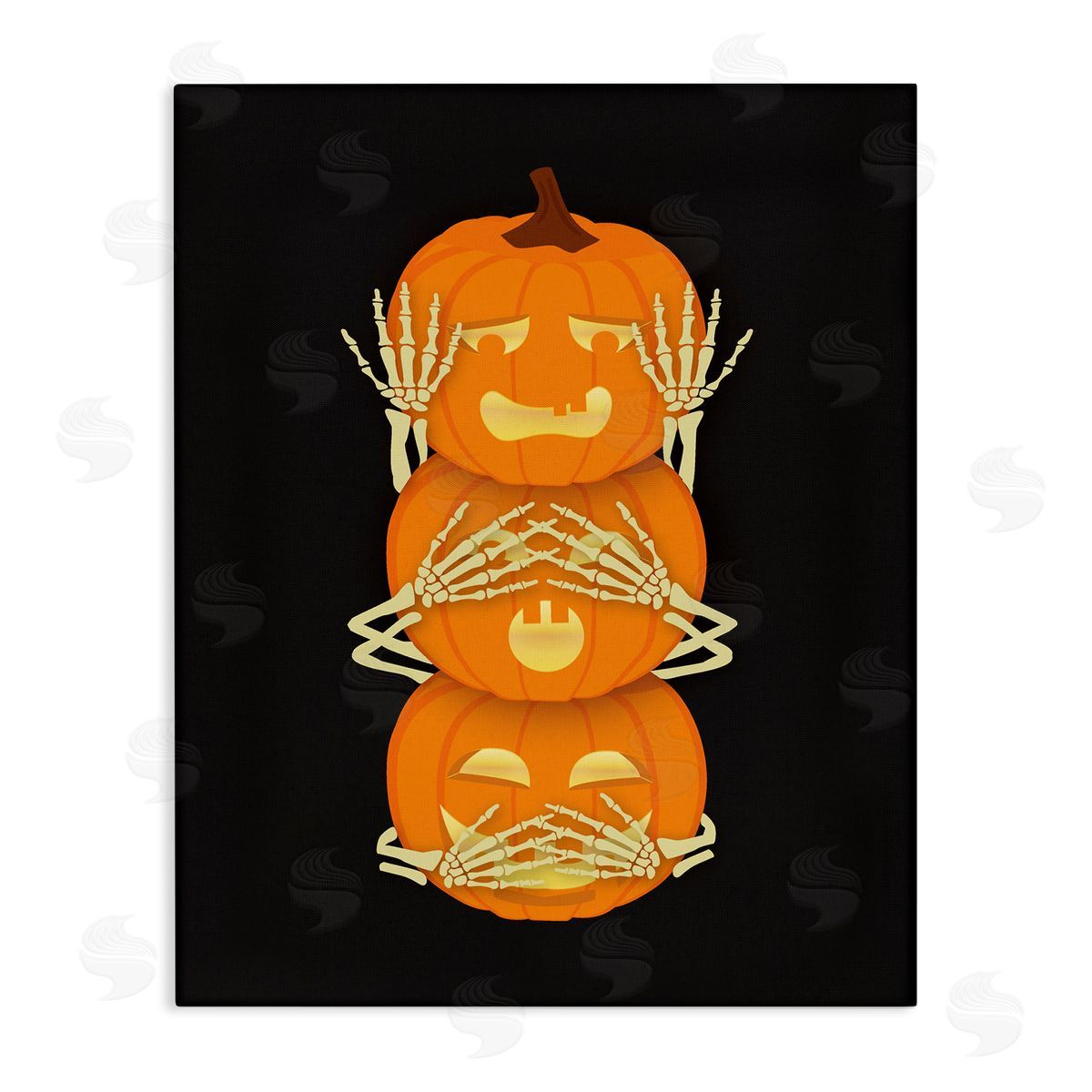 stupell industries Linda Birtel | Hear See Speak No Evil Pumpkins Wall Art