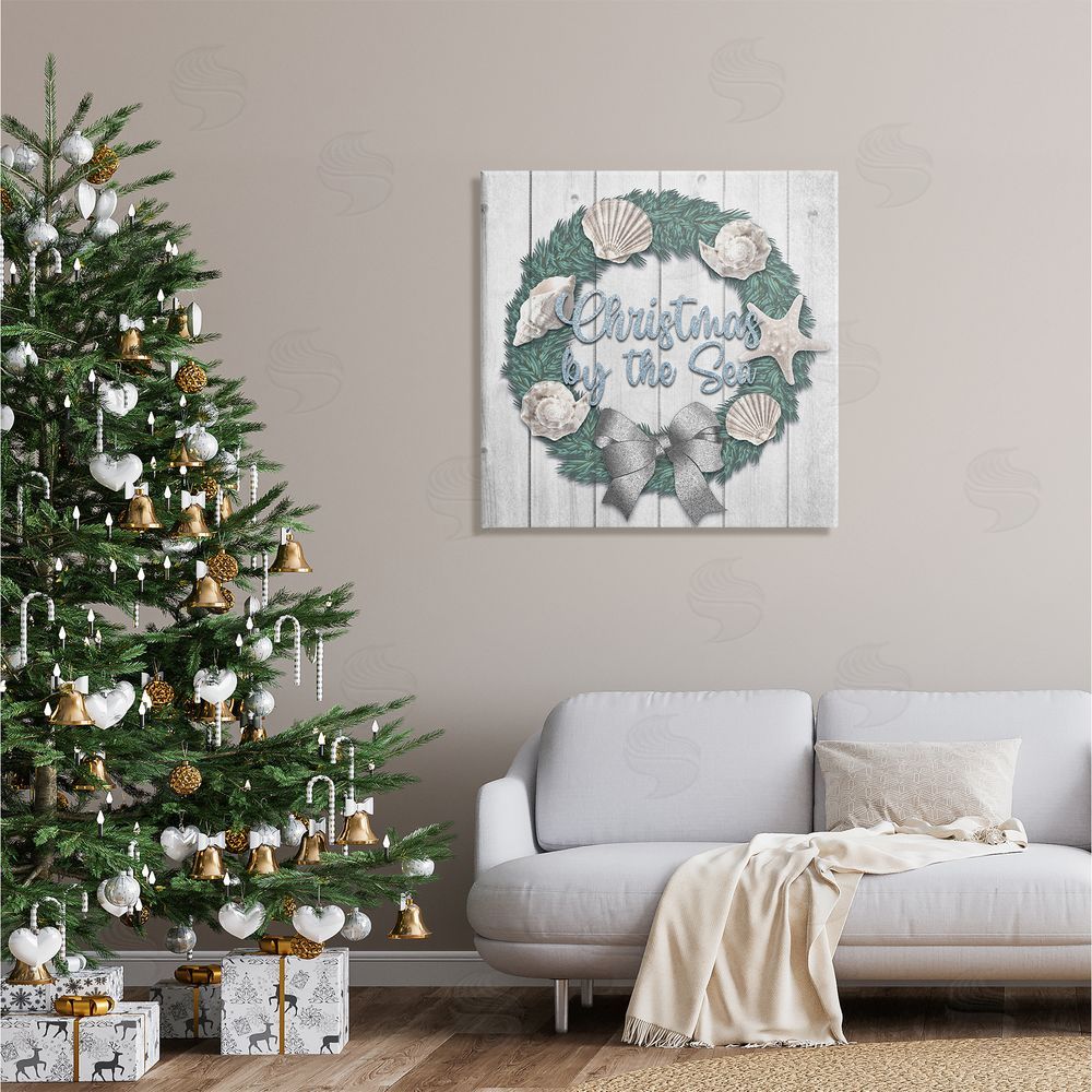 Marcus Prime Christmas By The Sea Nautical Wreath Canvas Wall Art in Room