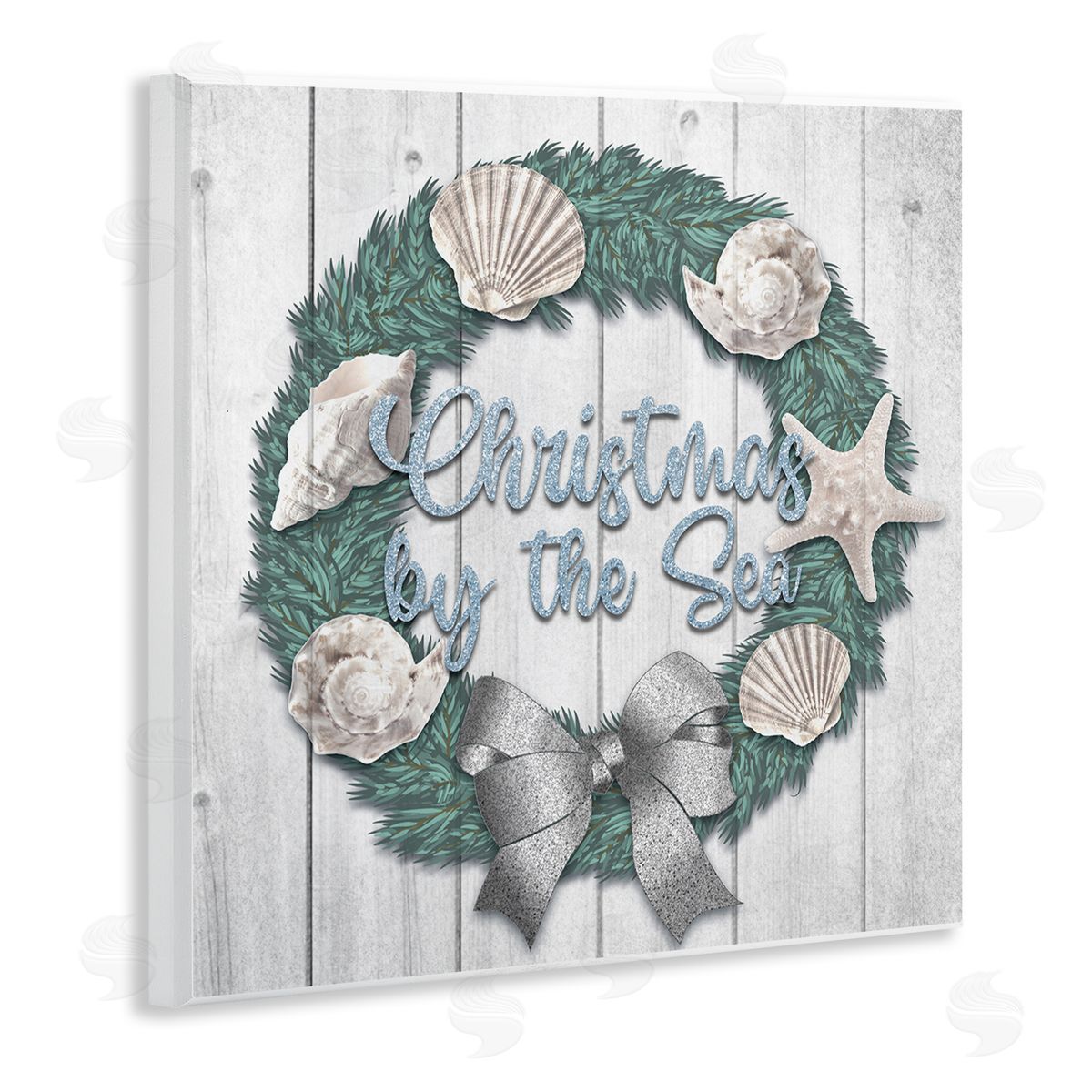 Marcus Prime Christmas By The Sea Nautical Wreath Wooden Wall Plaque Art Print