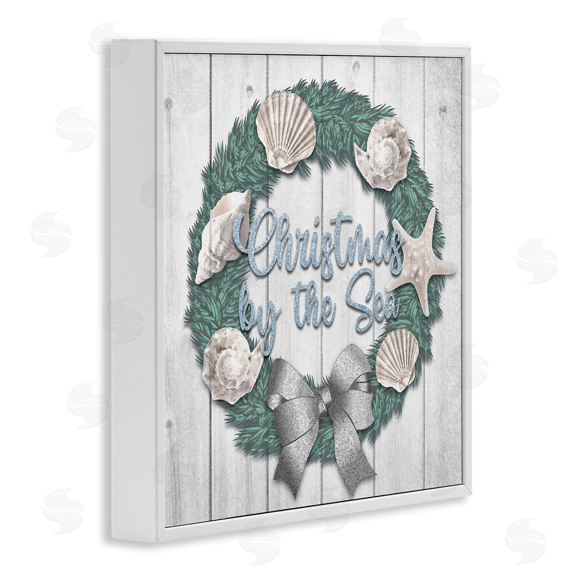 Marcus Prime Christmas By The Sea Nautical Wreath White Framed Glicee Wall Art Print
