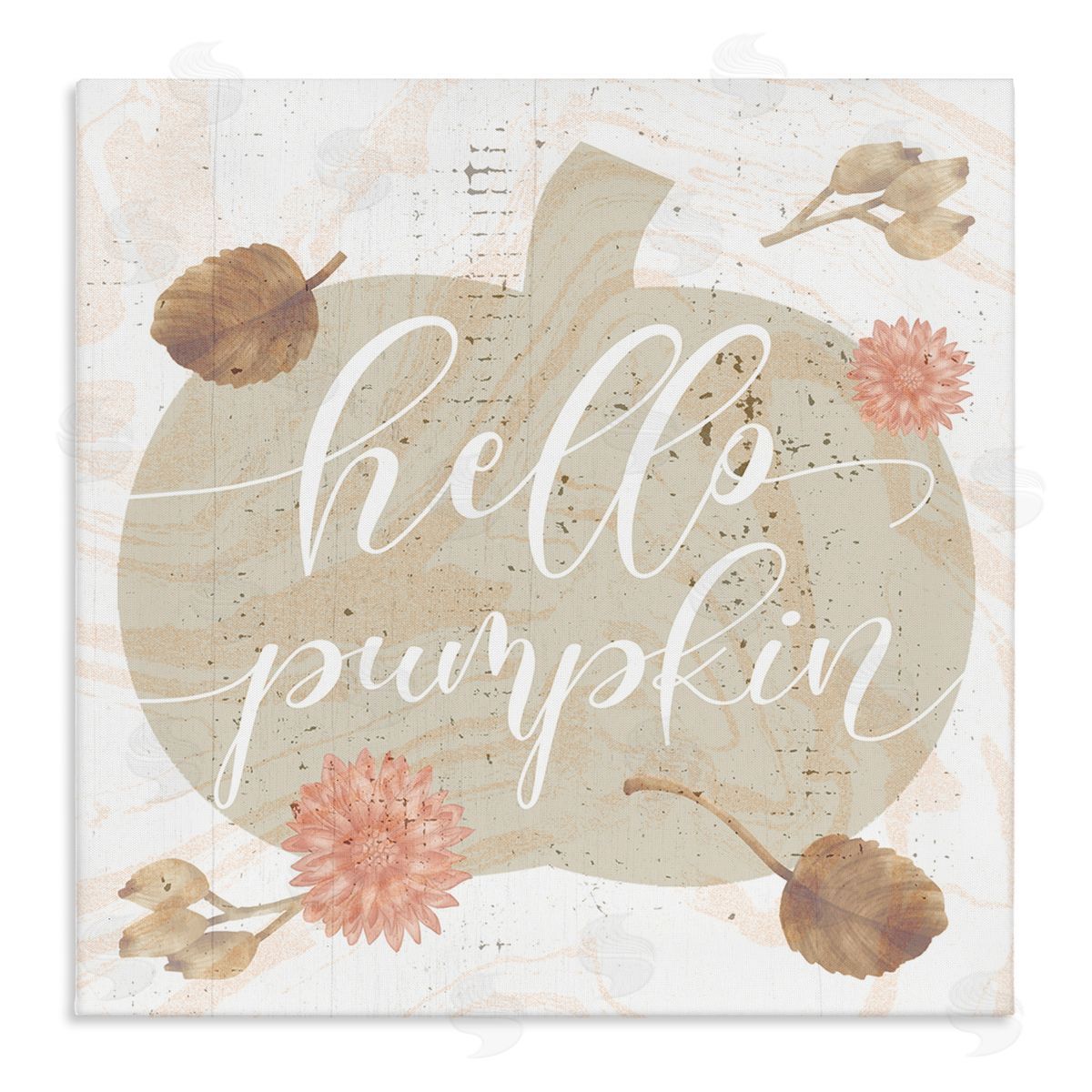 Stupell Studio Hello Pumpkin Autumn Harvest  Stretched Canvas Wall Art Print