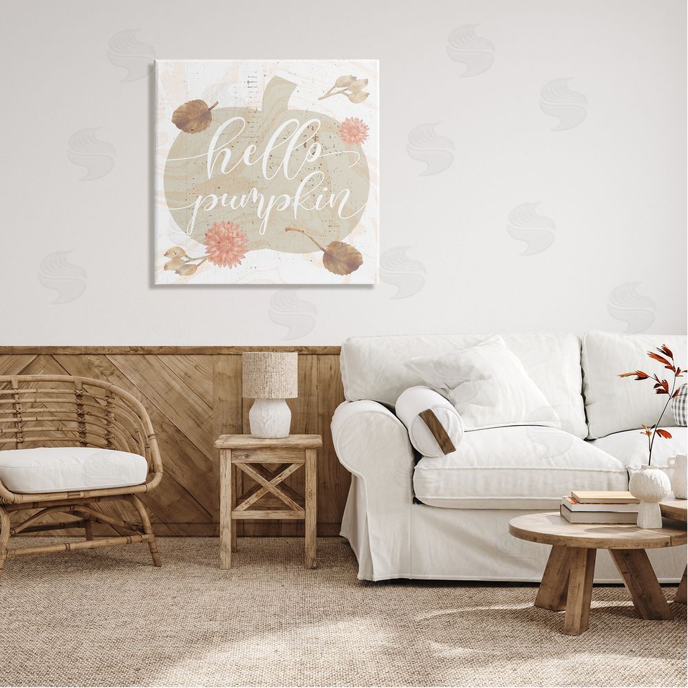 Stupell Studio Hello Pumpkin Autumn Harvest  Canvas Wall Art in Room