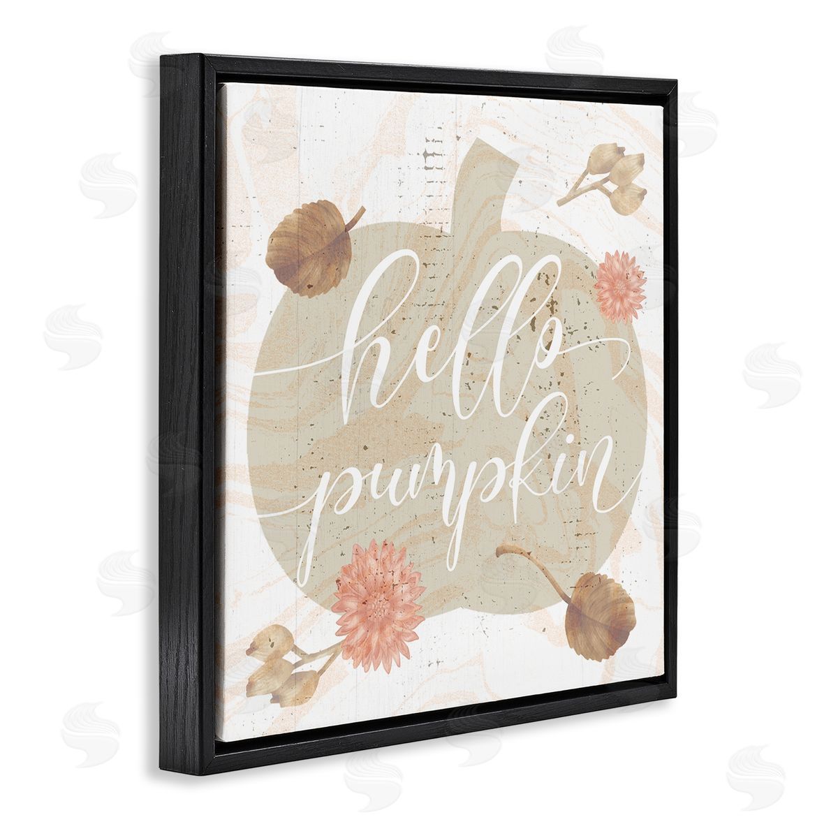 Stupell Studio Hello Pumpkin Autumn Harvest  Black Floating Frame Canvas Wall Art Print