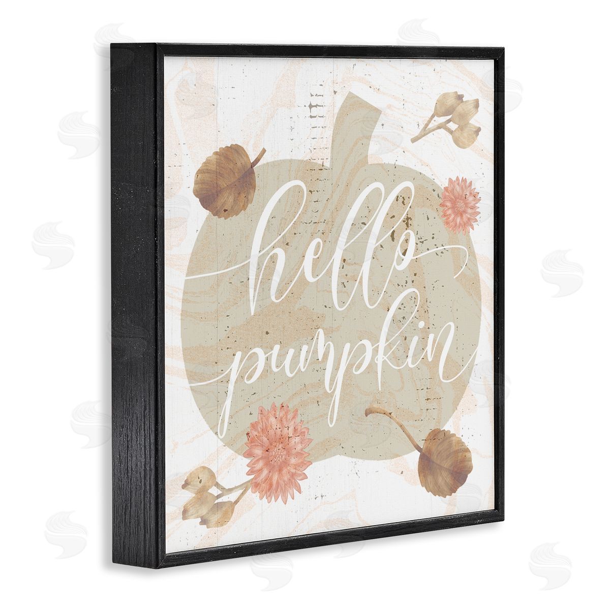 Stupell Studio Hello Pumpkin Autumn Harvest  Black Framed Glicee Wall Art Print