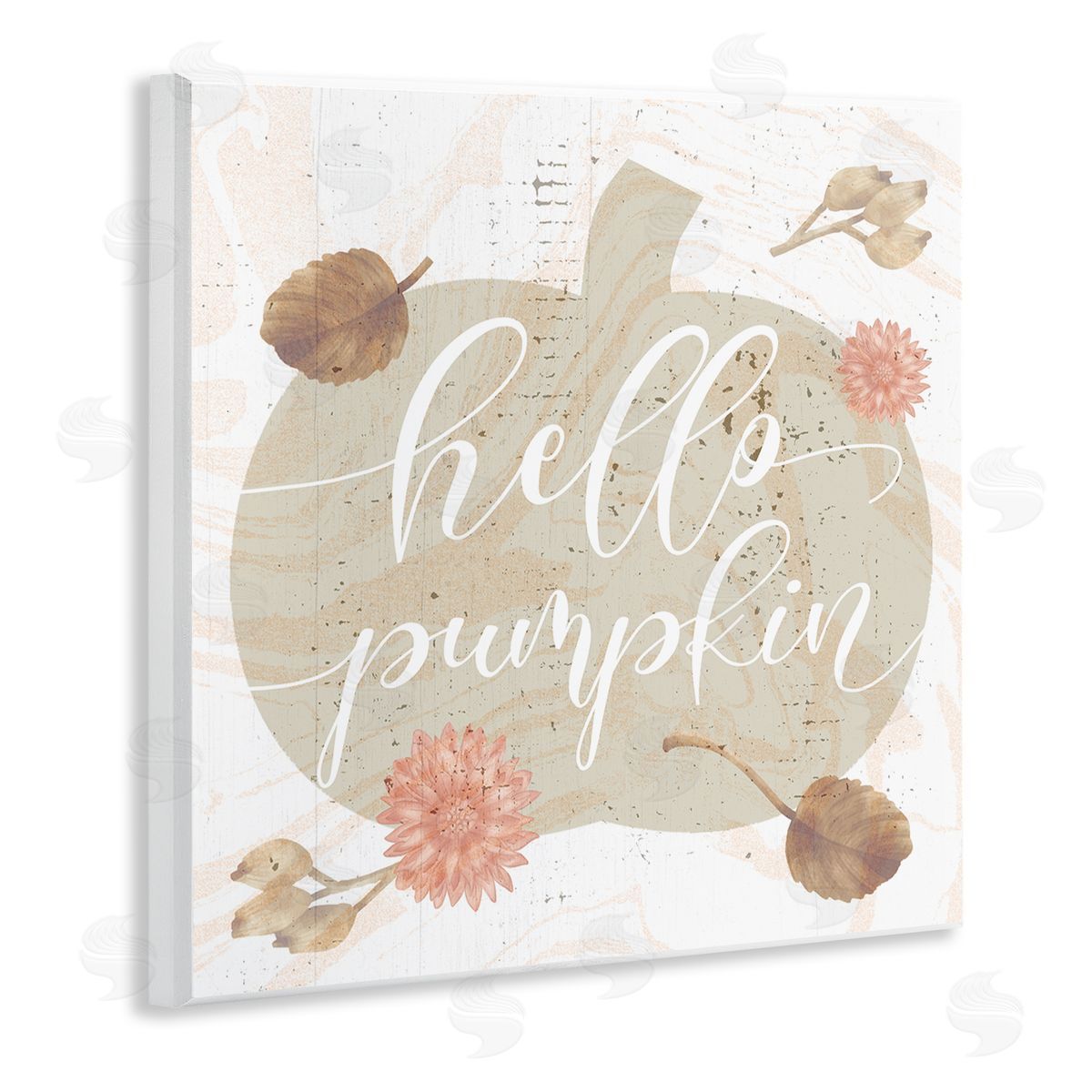 Stupell Studio Hello Pumpkin Autumn Harvest  Wooden Wall Plaque Art Print