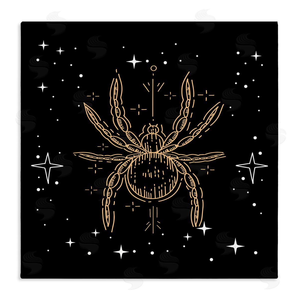 Stupell Studio Starry Halloween Spider Insect  Stretched Canvas Wall Art Print