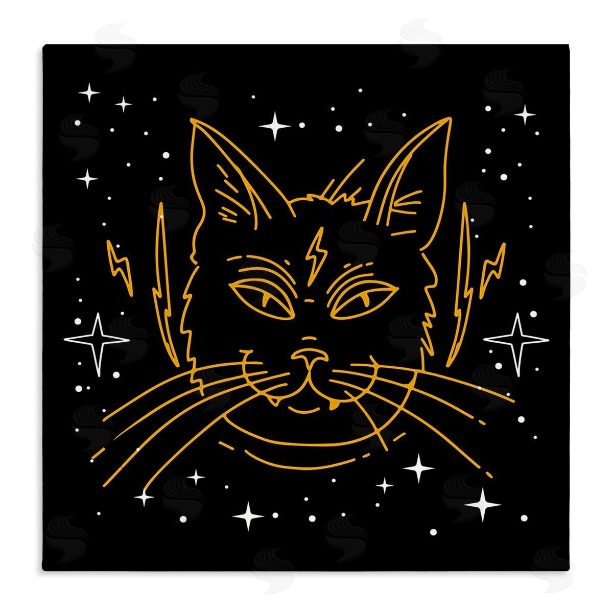 Stupell Studio Starry Cat Lightning Bolt Stretched Canvas Wall Art Print