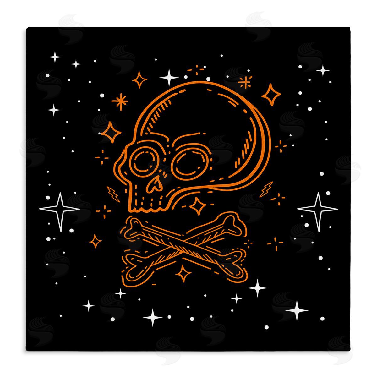 Stupell Studio Skull Crossbones Halloween Stars Stretched Canvas Wall Art Print