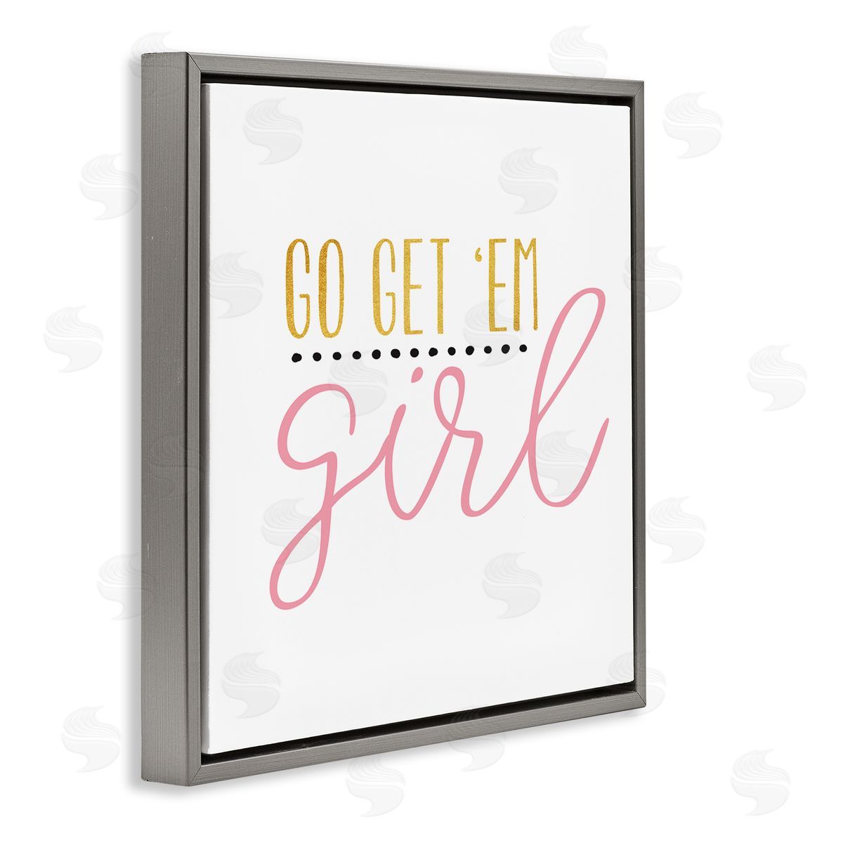 Alli Rogosich Go Get Em Girl Motivational Gray Floating Frame Canvas Wall Art Print