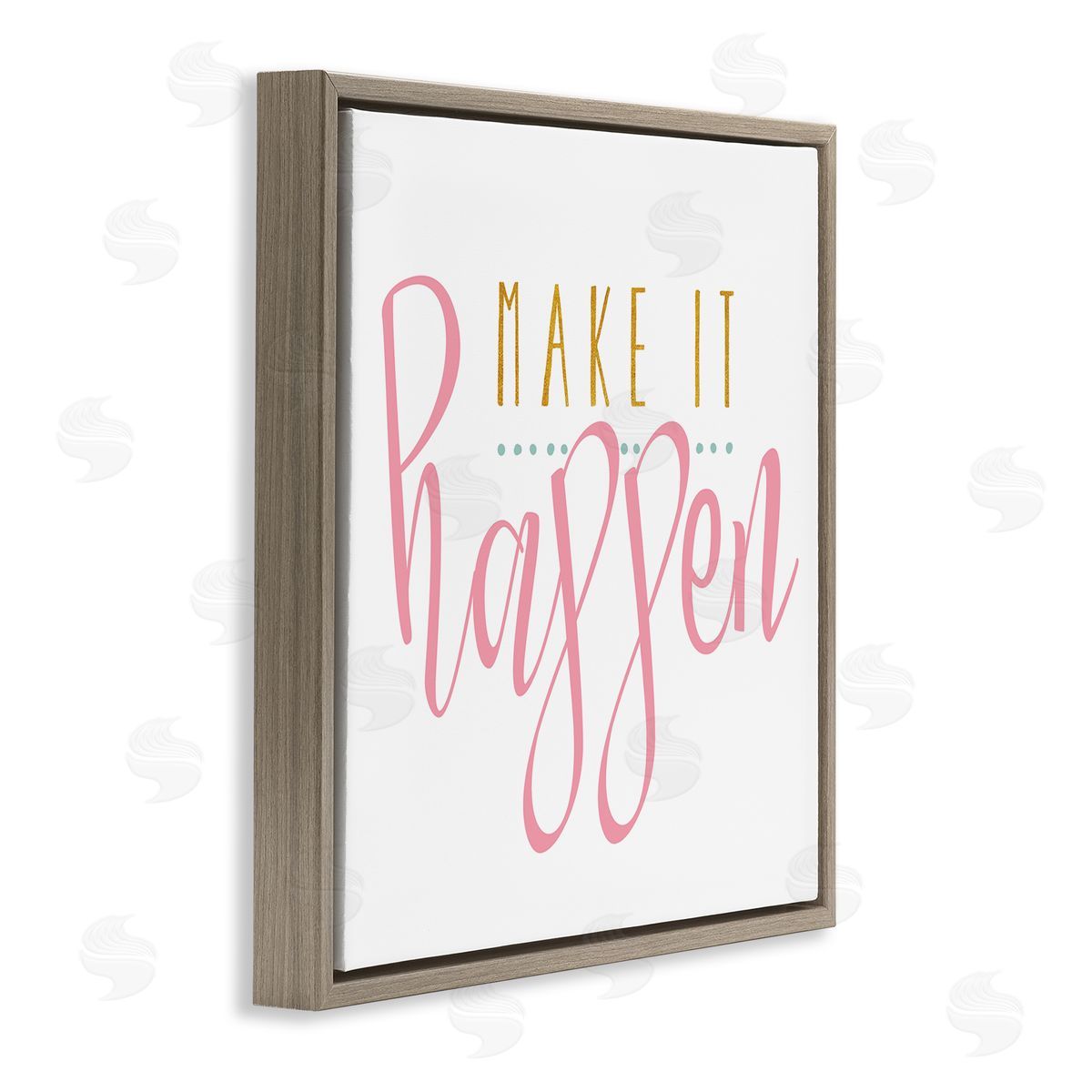 Alli Rogosich Make It Happen Phrase Brown Floating Frame Canvas Wall Art Print