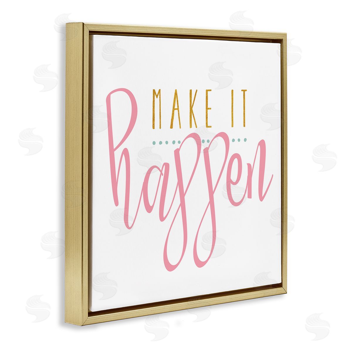 Alli Rogosich Make It Happen Phrase Gold Floating Frame Canvas Wall Art Print