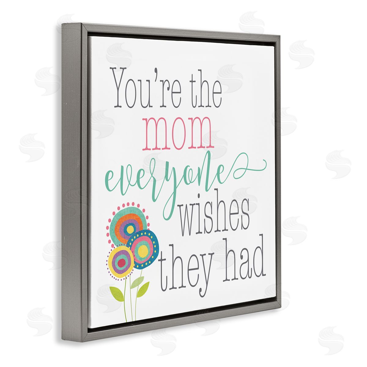 Alli Rogosich Mom Everyone Wishes For Floral Gray Floating Frame Canvas Wall Art Print