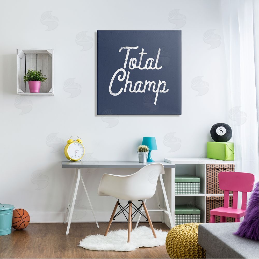 Stupell Studio Total Champ Vintage Phrase Canvas Wall Art in Room