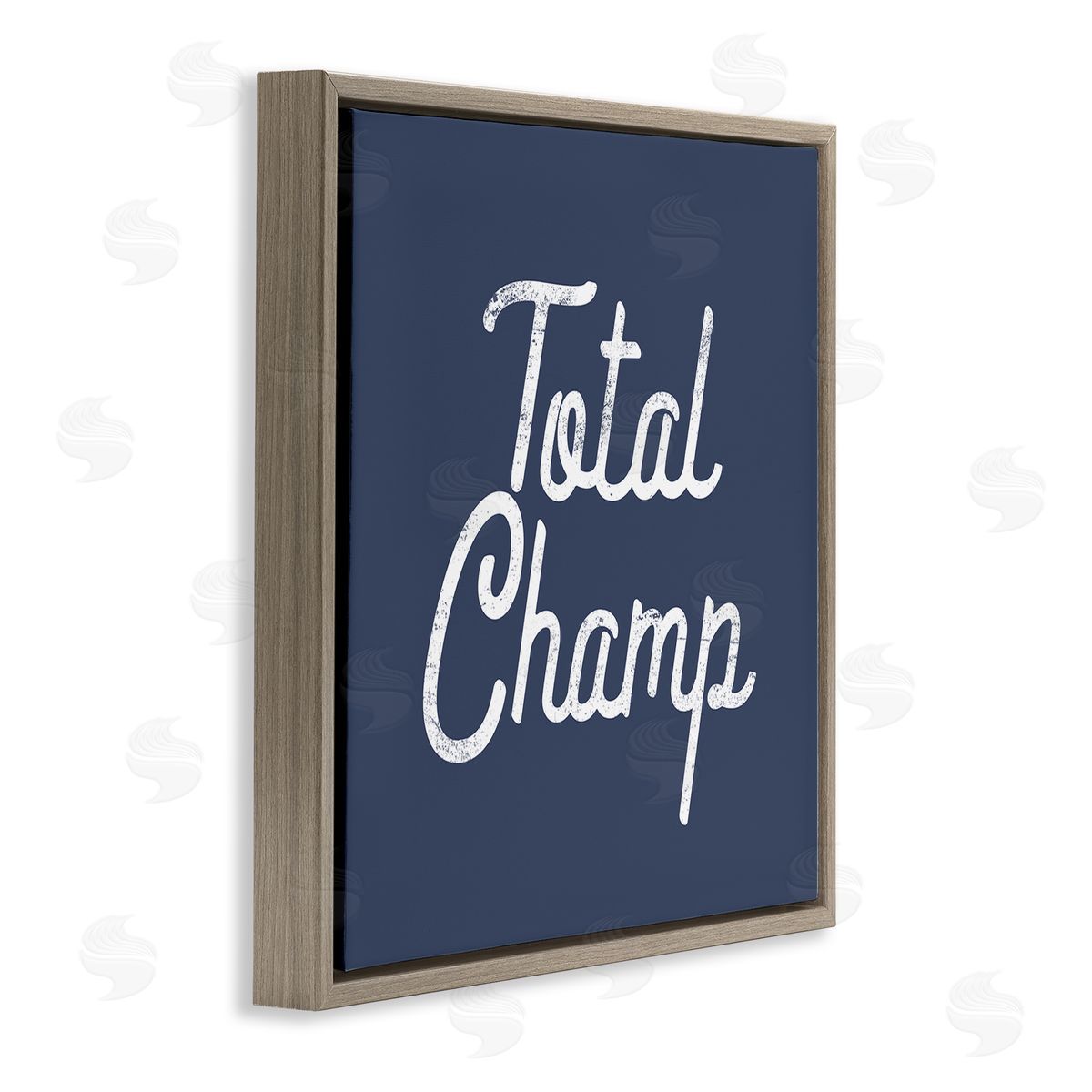 Stupell Studio Total Champ Vintage Phrase Brown Floating Frame Canvas Wall Art Print