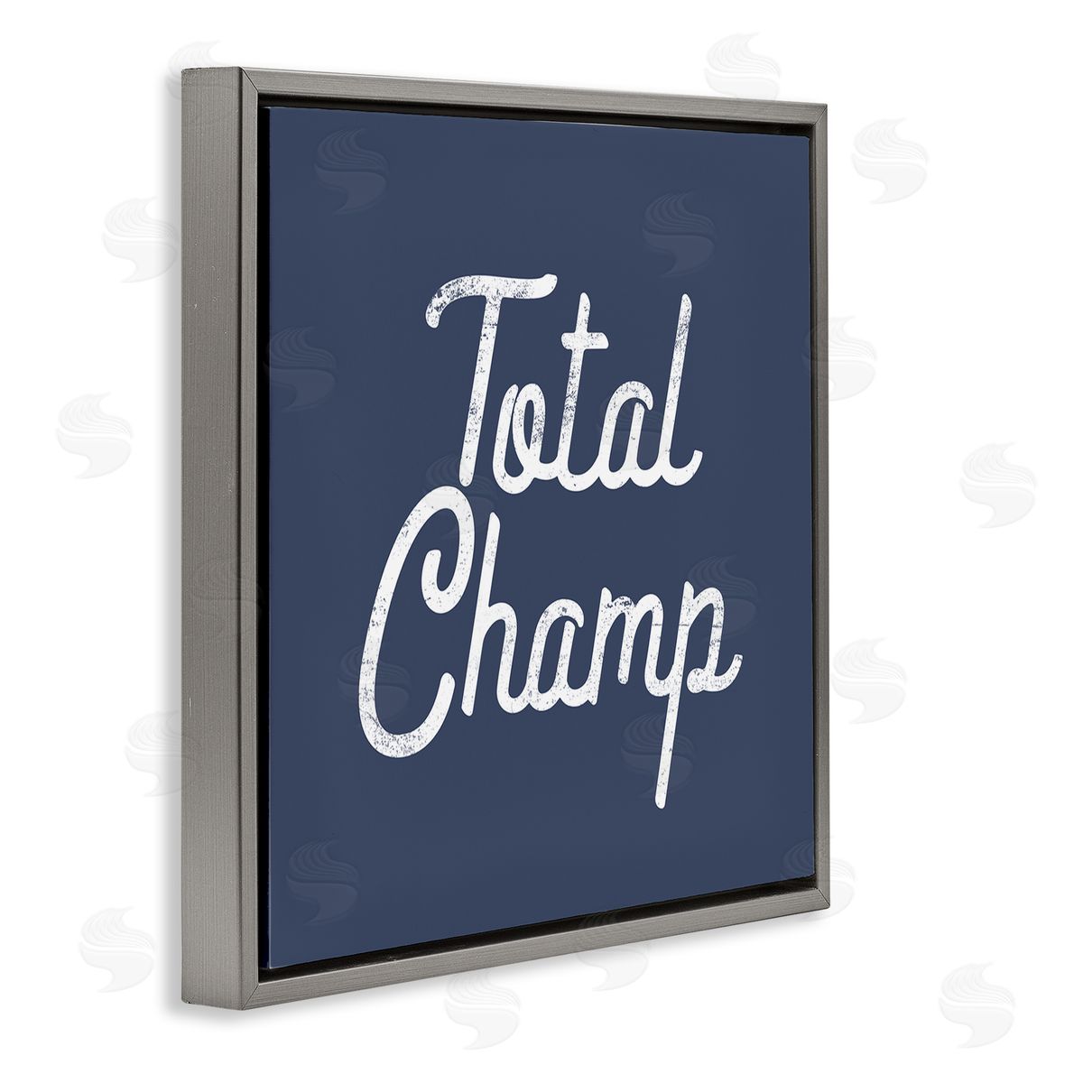 Stupell Studio Total Champ Vintage Phrase Gray Floating Frame Canvas Wall Art Print