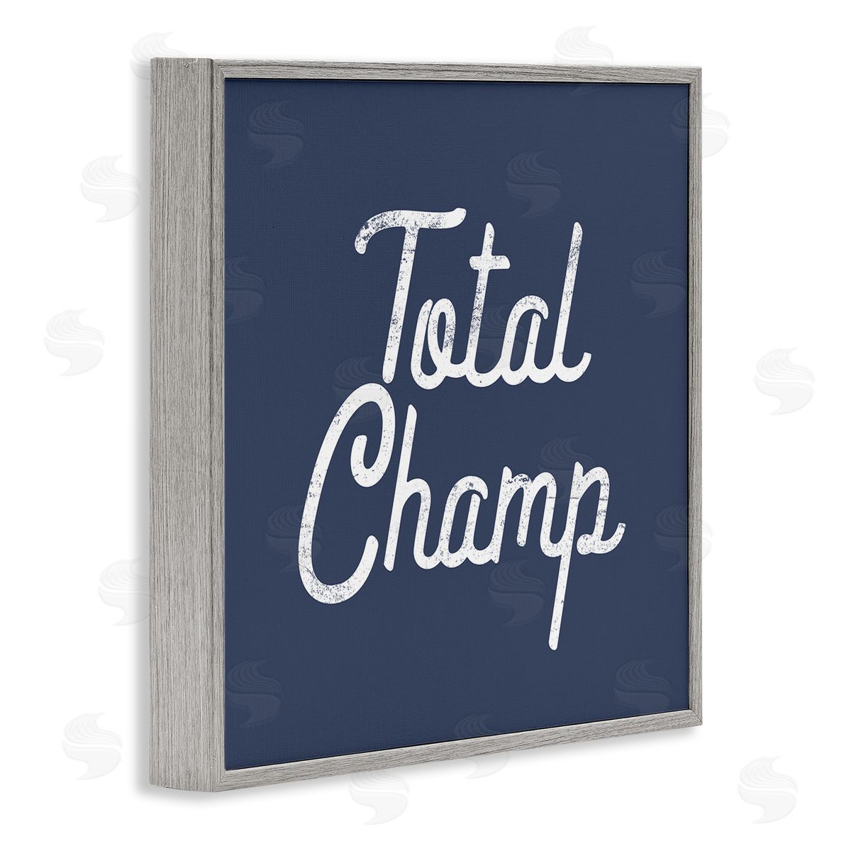 Stupell Studio Total Champ Vintage Phrase Gray Framed Glicee Wall Art Print