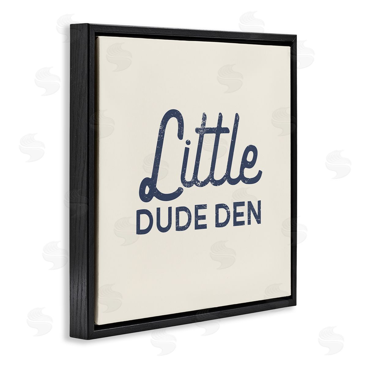 Stupell Studio Little Dude Den Sign Black Floating Frame Canvas Wall Art Print