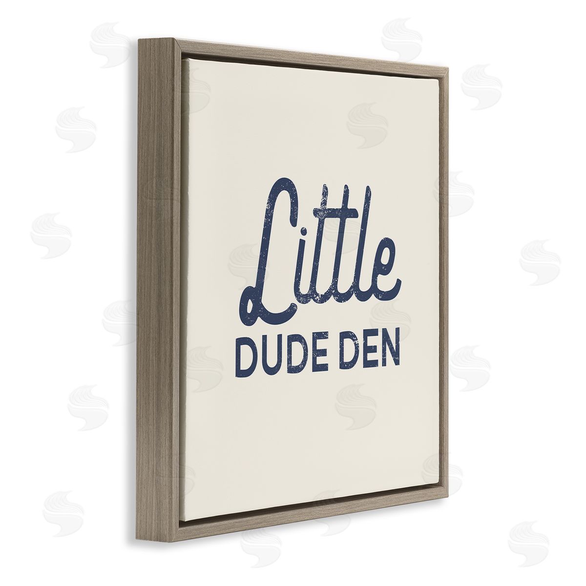 Stupell Studio Little Dude Den Sign Brown Floating Frame Canvas Wall Art Print