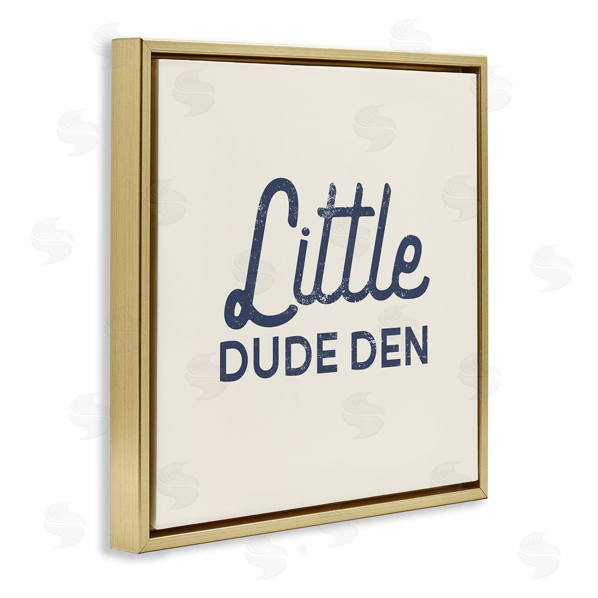 Stupell Studio Little Dude Den Sign Gold Floating Frame Canvas Wall Art Print