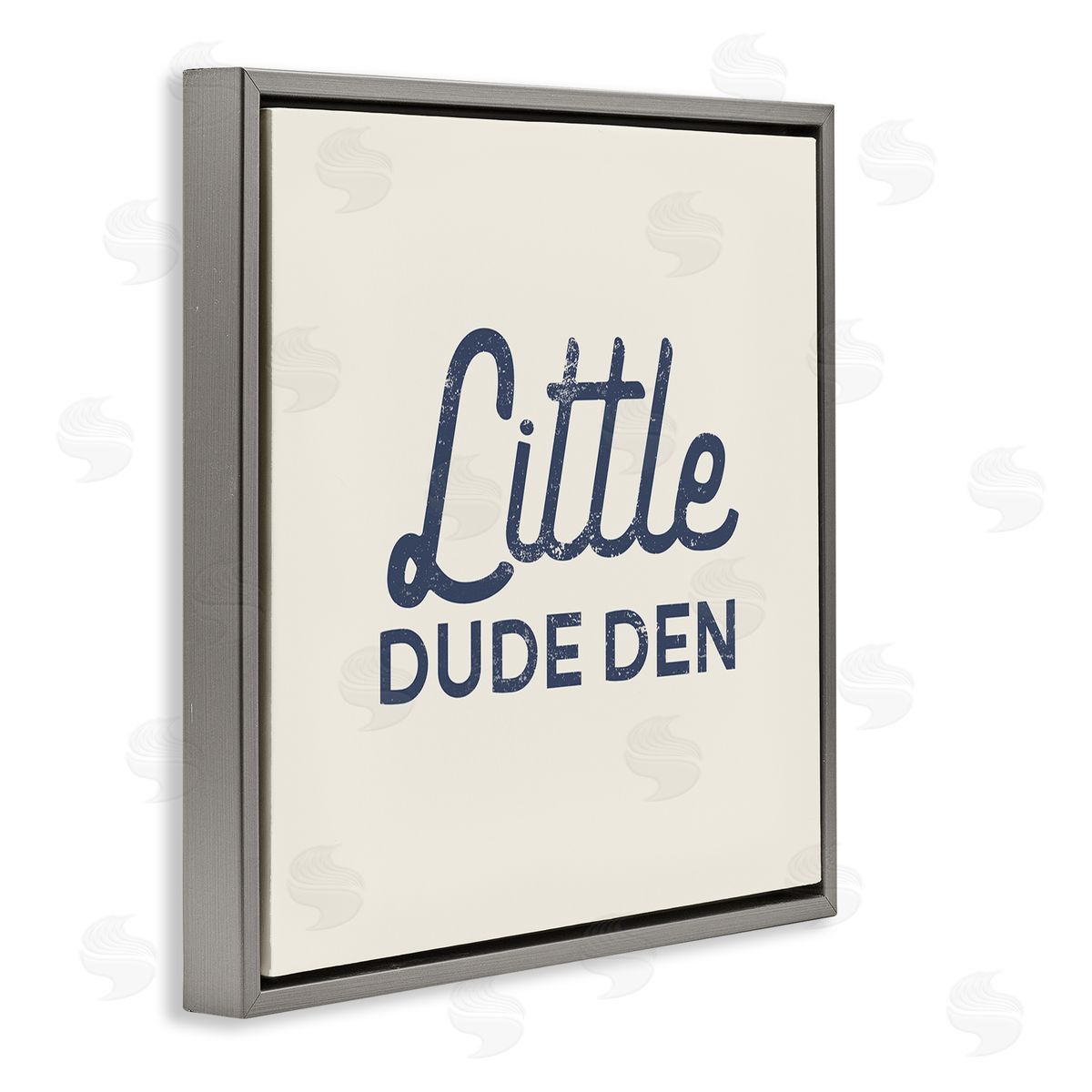 Stupell Studio Little Dude Den Sign Gray Floating Frame Canvas Wall Art Print