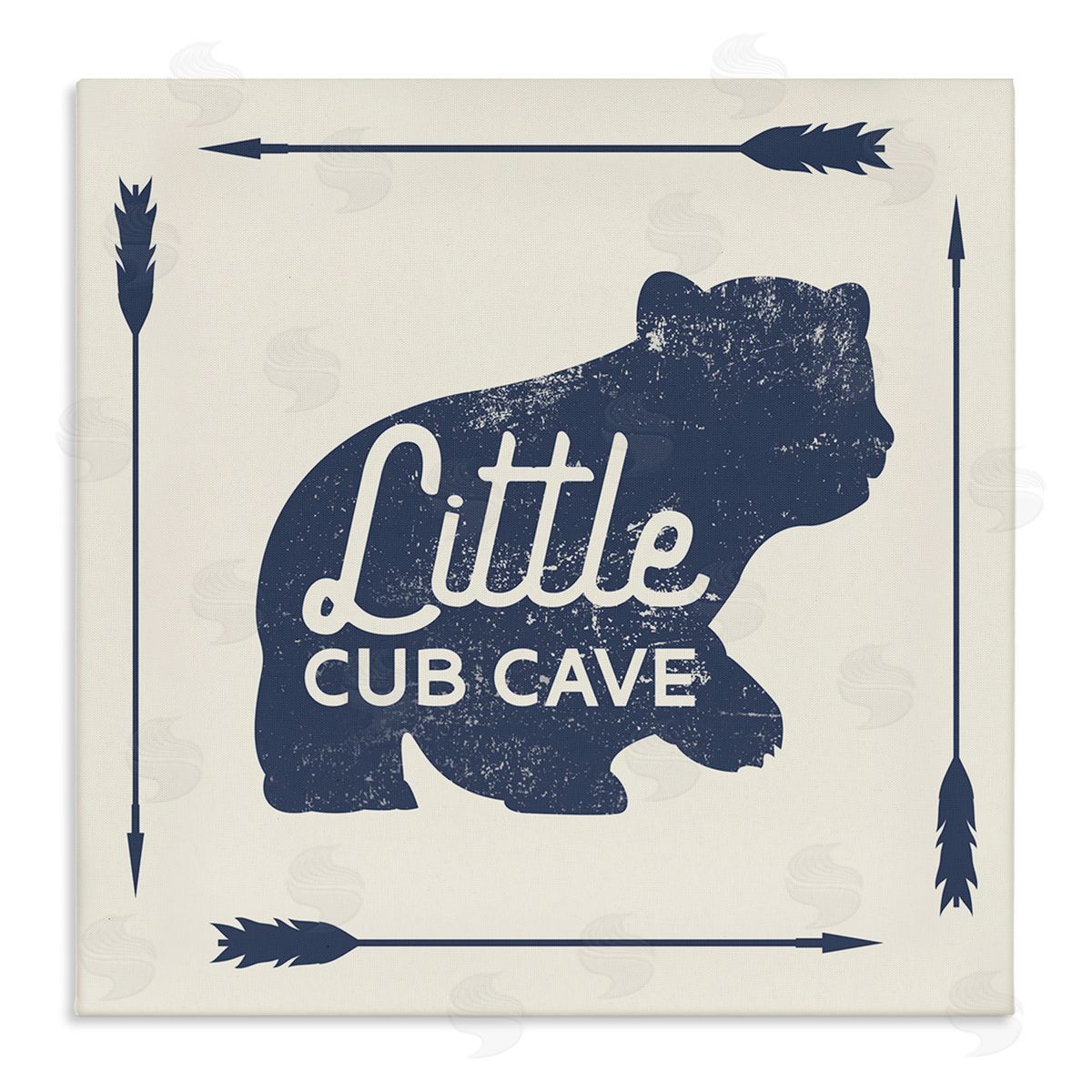 Stupell Studio Little Cub Cave Bear Sign Stretched Canvas Wall Art Print
