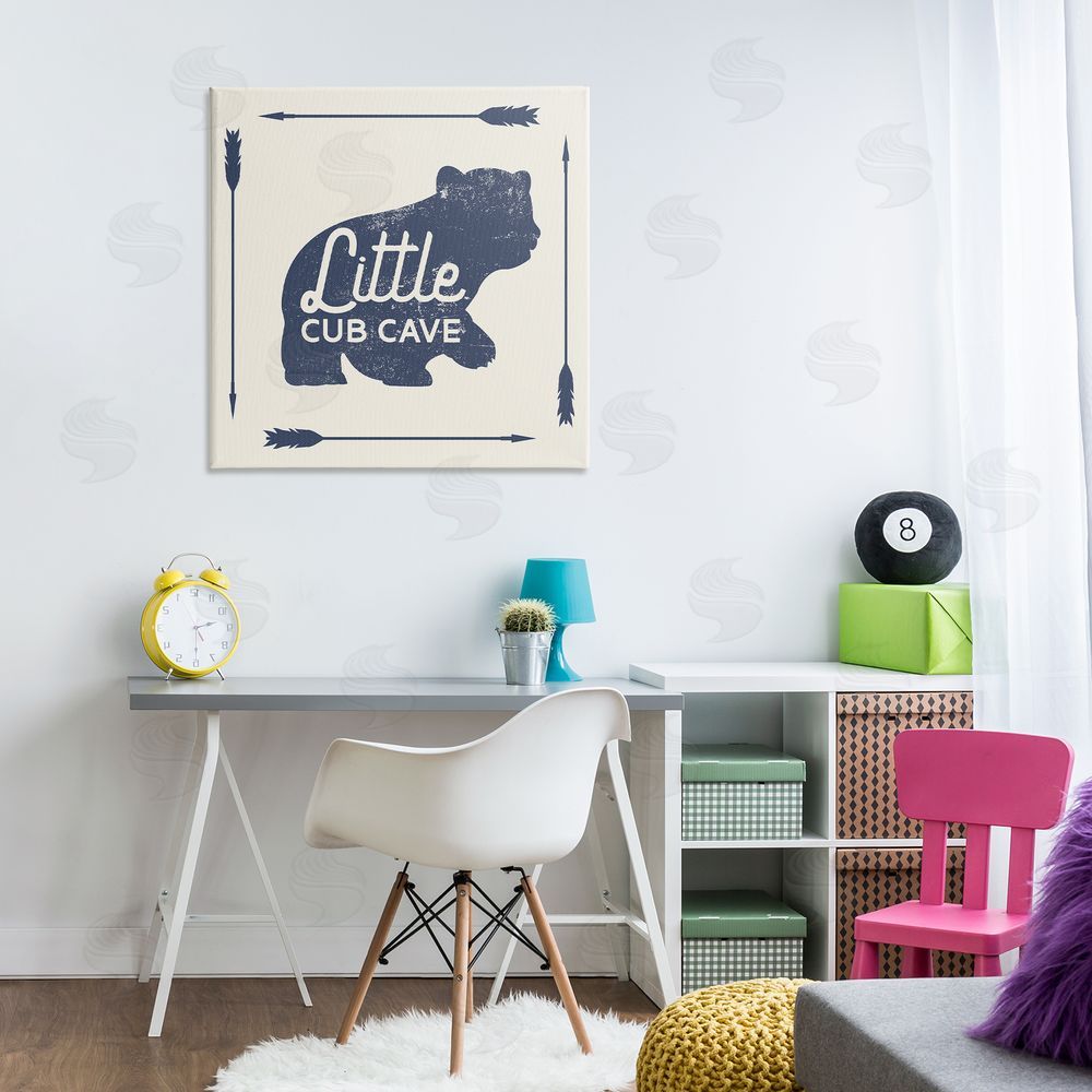Stupell Studio Little Cub Cave Bear Sign Canvas Wall Art in Room