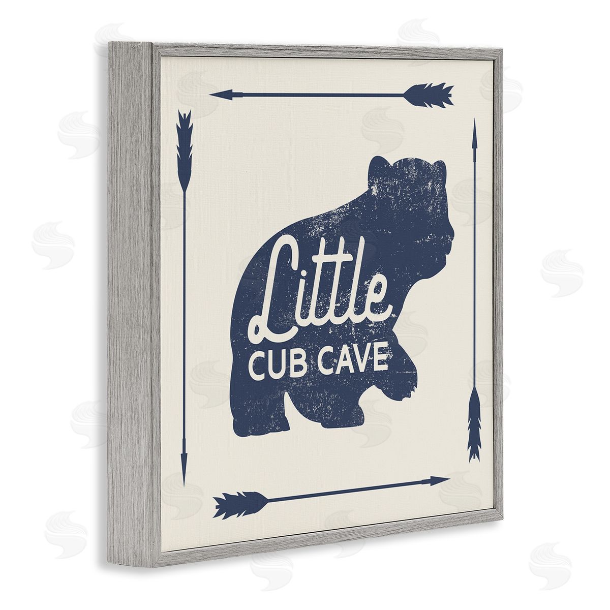 Stupell Studio Little Cub Cave Bear Sign Gray Framed Glicee Wall Art Print
