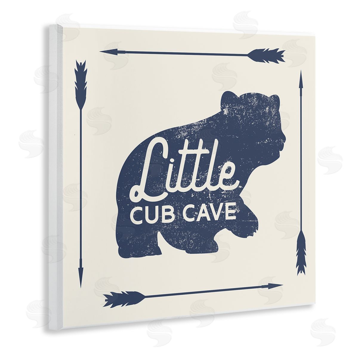 Stupell Studio Little Cub Cave Bear Sign Wooden Wall Plaque Art Print